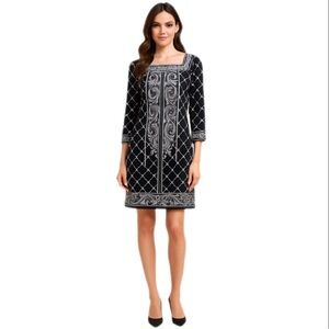 White House Black Market Geometric Paisley Border Dress — Size S